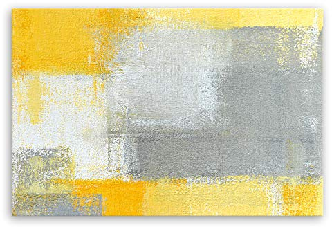 ge Bildet Bild auf Leinwand | Grey and Yellow II abstraktes Bild Gelb Grau D in 120x80 cm als Wandbild XXL | Wand-deko Dekoration Wohnung modern Bilder | 50520172204