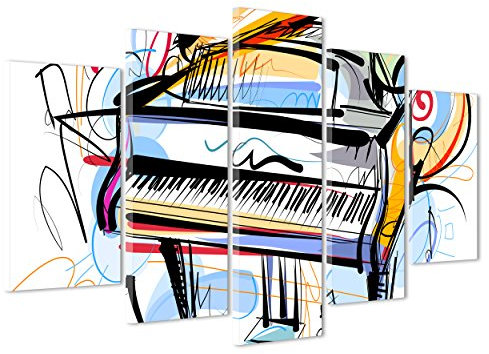 Bild auf Leinwand Canvas – Gerahmt – fertig zum Aufhängen – Klavier Flügel Musik – Illustration – Position Abstrakt Digital 170x86cm