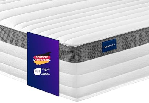 Traumnacht Exklusiv 7-Zonen 1.000er Tonnentaschenfederkernmatratze, Stiftung Warentest Testurteil Gut - Ausgabe 10/2023, 23 cm Premiumhöhe, Öko-Tex zertifiziert, Härtegrad 2 (H2), 140 x 200 cm
