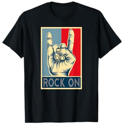 Rocker Shirt mit der Rock On Hand, Devil Horns, Pommesgabel T-Shirt
