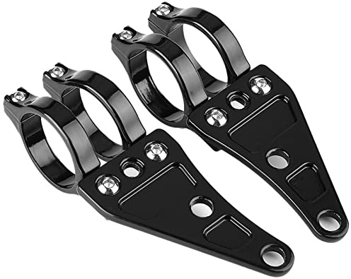 Qiilu Motorrad CNC Alu Lampenhalter-Set Motorrad Scheinwerferhalter Lampenhalter Scheinwerfer Halterung schwarz 1Paar