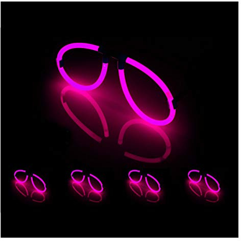 KNIXS 5er Set Knicklicht Brillen in Pink leuchtend (einzeln verpackt) für Party, Disko, Karneval oder Fasching, Festival, Junggesellenabschied oder Geburtstag