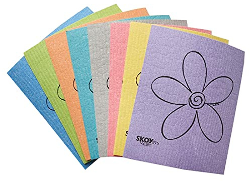 Skoy Swedish Dishcloths, 8 Pack Wholesale, Kitchen Sink Sponge, Dish Cloths for Washing Dishes, Multipurpose Cleaner, Assorted