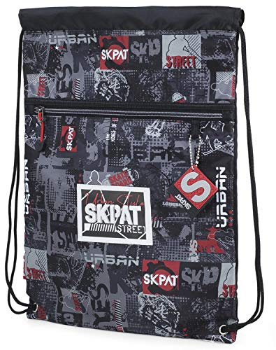 SKPAT - Multifunktionell Ryggsäck. Dragsko stängning väska. Gymsack Dragkedja ficka Mycket bekväm och lätt. Sport Gym eller skola., Svart