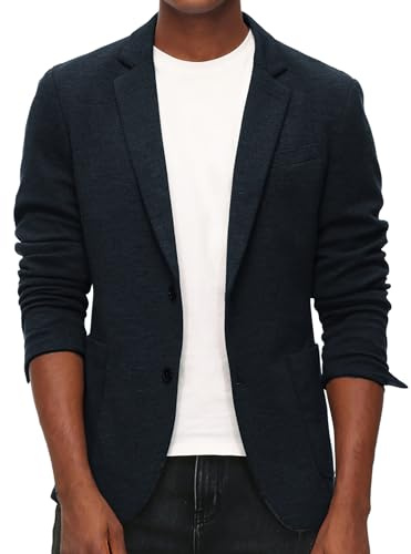 PJ Paul Jones Giacca Sportiva da Uomo, Casual, a Maglia, con Due Bottoni, Leggera, Sfoderata, Blu Navy, XL