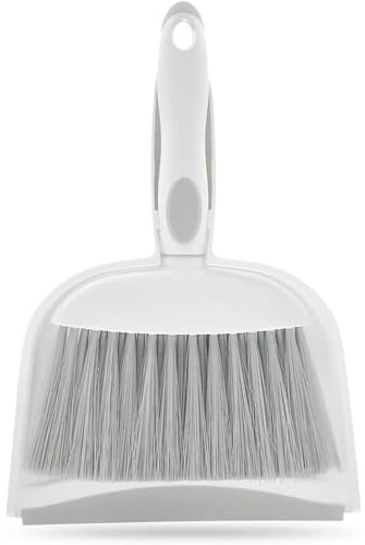 Dust pan, Small Broom and Dustpan Set, Mini Dustpan and Brush Set, Small Hand Broom with Dust Pan for Desk Table Cat Litter - Compact Hand Broom for Kitchen Counter Crumbs, RV Living Essentials (Gray)
