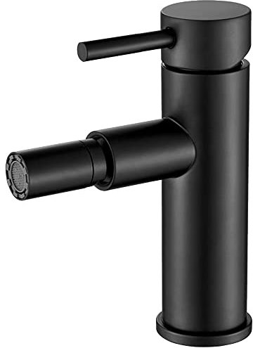 VALAZ Rubinetto Bidet Nero Opaco | Miscelatore Lavabo Bagno Acqua Fredda e Calda, Risparmio Acqua | Installazione Facile e Veloce | Ottone, Inossidabile, Elegante, Rotondo, Serie Palancia