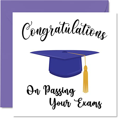 Stuff4 Glückwunschkarte zur bestandenen Prüfung, bestandene Prüfung | Bestandene Prüfungsgeschenke Well Done Congrats-Karte 145 mm x 145 mm Grußkarten Studenten Prüfungsausweis Schule Universität