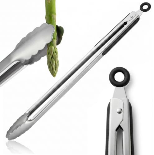 Grillzange Edelstahl 44,6 cm - Küchenzange mit Verriegelung fürs BBQ | Vielseitig für Grill und Küche; Für Zuhause und professionelle Gastronomie; Spülmaschinenfest; Anti-Rutsch-Griff