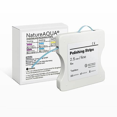 Zahn Schleifpapier, Dental Polierstreifen,Size - 2.5mm Breite - 6M/Rollen/Box, NatureAqua Harz Zahn Polier Interdental Schleifwerkzeug(Blau)