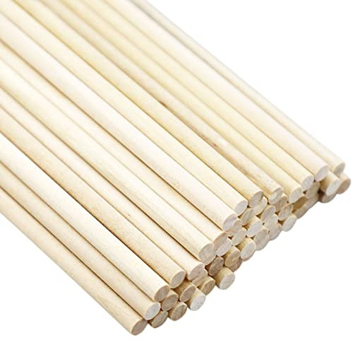 SZCXDKJ 50 Pack Unfinished Natural Wood Dowel Rods Hardwood Sticks for Crafts and DIY (250mm x 5mm)