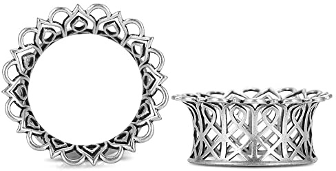 ERKUOO 2PCS Ohrmesser Doppelt ausgestellter Ohrtunnel Hohlmuster Plug Piercing Expander Fleisch Ohrring Stretcher Lappen Piercing Schmuck 6mm