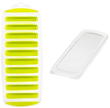 Ice Cube Tray, Bottle Ice Stick Trays Bottom Silicone Easy Release Reusable Ice Cube with No-Spill Removable Lid Ideal for Sports Drinks and Water Bottles Whiskey Cocktail