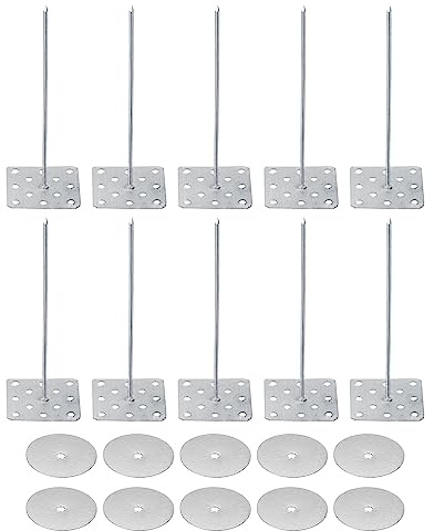 PATIKIL 2.8 Pulgadas Perforado Aislamiento Pasadores con Redondas Arandelas, 50 Paquete Aluminio Aislantes Clavos Pared Tapón para Fijación Espuma Placas a Pared o Techo