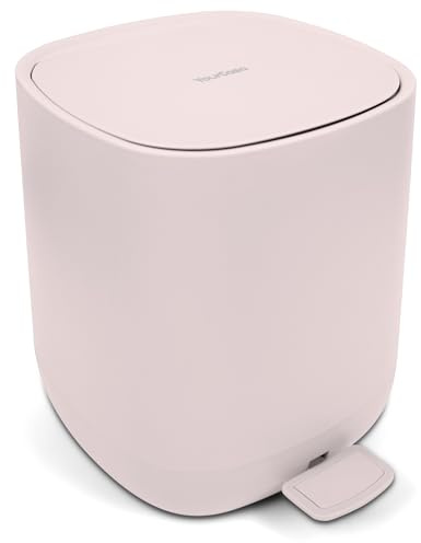 YourCasa® Badsoptunna [5 l] – elegant design – liten badrumskorg – papperskorg – papperskorg med lock och softclose – soptunna badrum, toalett – avtagbar innerhink (rosa)