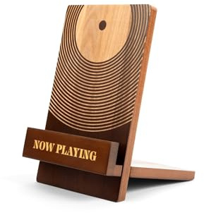 Sonny & Sloane Vinyl-Schallplattenständer: Klassischer brauner Holz-Schallplattenhalter – Vinyl-Zubehör für LP-Enthusiasten – Schreibtisch-Dekoration für Musikliebhaber