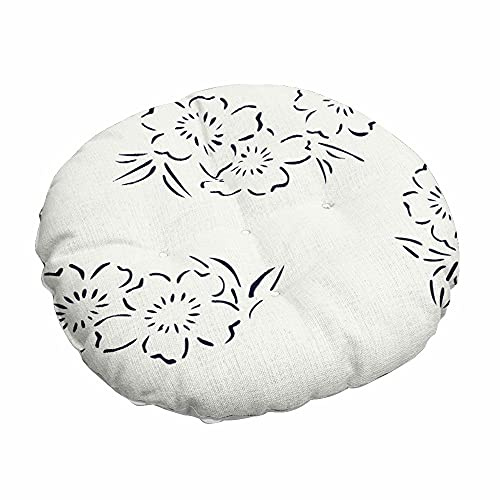 SUCADA Cojín Redondo de Lino para Silla, Asiento Acolchado, Tatami de Suelo Azul japonés, cómodo sofá Acolchado, Cojines para sillas de Comedor, para decoración del hogar, jardín, Interior y exteri