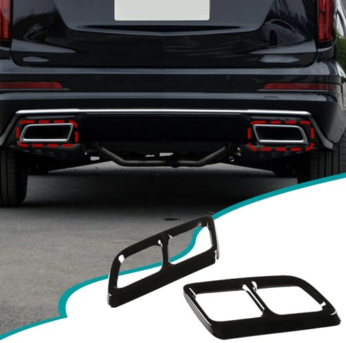 Hudiriy Tailpipe Exhaust Muffler Tail Pipe Cover Trim Decal Exterior Accessories Compatible with Cadillac XT6 2020 2021 Tail Pipe Trim (Black)