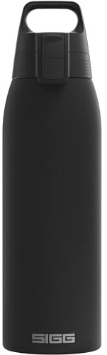 SIGG - Isolierte Trinkflasche - Thermosflasche Shield Therm One Black kohlensäurehaltige Getränke - Auslaufsicher - Spülmaschinenfest - BPA-frei - 90% recycelter Edelstahl - Schwarz - 1L