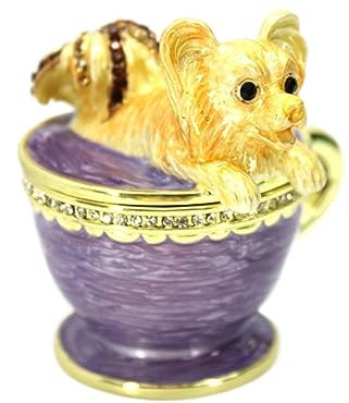 Portagioie Smaltato Smaltato con diamanti Cucciolo Tazza di caffè Gioielli Scatola for gingilli Decorazioni in lega Moda Creativa Piccoli ornamenti Bigiotteria da sposa Regali for caffetteria (Color