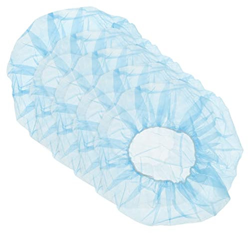 LABRIMP 100 Pièces Lot De Bonnets Bouffants Élastiques Non-tissés Respirants Pour Service Alimentaire Hôpitaux Et Centres Bleu