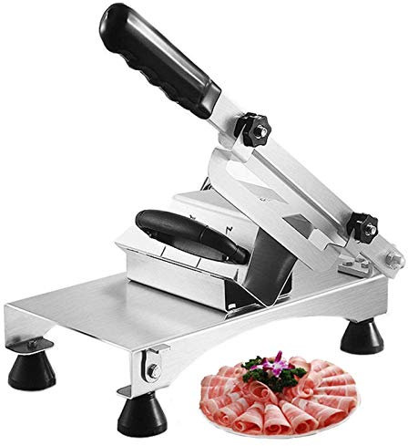 GLJTUO Manual Frozen Meat Slicer Hand Meat Slicing Stainless Steel Machine Beef Mutton Roll Meat Cheese Slicer Meat Slicer Cutter For Hot Pot Shabu Shabu Sukiyaki