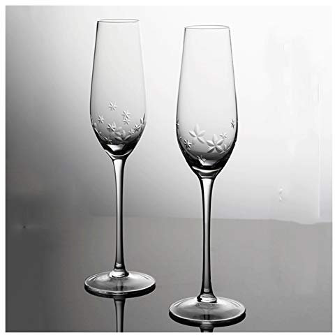 YYBDENL Copa de champán Exquisito Vidrio Tallado de Vidrio de Vino de Vino Dulce Chispeante Vino Tinto, Elegante cristalería y stemware-4 Piezas de 200 ml. Copa de Champagne