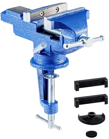 Étau d'établi 70 mm – Pince de table portable pour atelier, usine – Mini étau de table réglable – Pivotant à 360 degrés – Étaux d'établi
