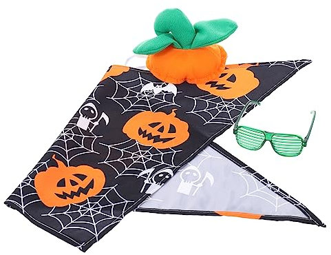 CIYODO Katzendekoartikel Katze Halloween Dekoration Satz Mit Haustierkostüm Hundekopfbedeckung Katzenbrille Bandana Für Party Und Feiertage