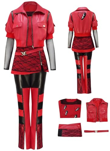 Cnulaueu Erwachsener Rise of Red Cosplay Kostüm Red Tunika Jacke Uniform Anzug Halloween Outfit Mantel Hosen Gürtel (Rot Anzug, L)