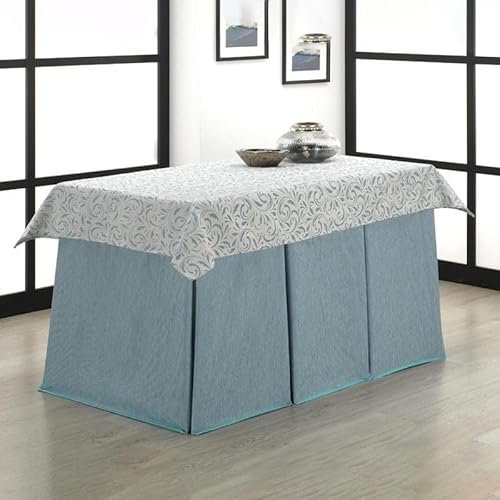 Rufino Díaz Falda Camilla Rectangular Bali Jacquard + Tapete (Turquesa - 70x110cm) - Tejido Resistente y Agradable al Tacto Decorar y Proteger tu Mesa