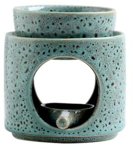 Warmself Aromalampe Teelichthalter aus Keramik Duftlampe aus Keramik Wachsschmelzbrenner Retro Blue Dot