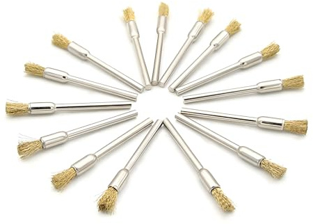 Juego de 15 cepillos de alambre para taladros, kit de cepillo de alambre recubierto de acero inoxidable de latón para eliminación de óxido, pelado y abrasivo, cepillo de alambre de lápiz (5 mm)
