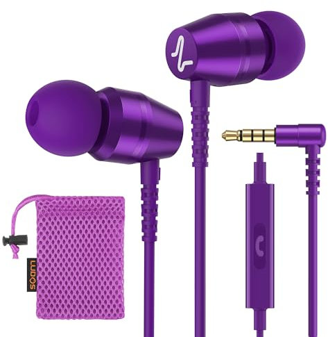 Ludos OMNITONE Auriculares In Ear con Cable y Microfono, 5 Años de Garantía, Auricular con Jack, Cascos Musica con Graves Potentes, para iPhone, iPad, Samsung, Xiaomi, Huawei, Gaming, Móvil - Violeta