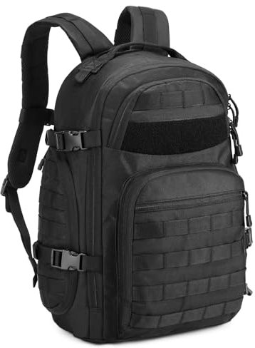 Explokit Zaino tattico militare, 30 l, 3 giorni, per escursioni, caccia, trekking, campeggio e altre attività all'aperto, #01-nero, Mittelgroße