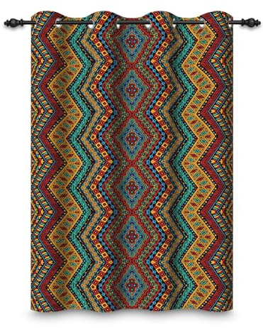 ggaimwf 117x229cm Tenda oscurante Bohemia Stile Boho Colorato Modello geometrico Tende con occhielli per finestre con isolamento termico per soggiorno camera da letto sala da pranzo,1 pannello singolo