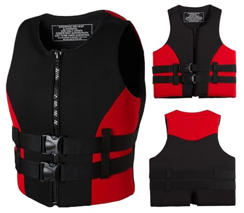 PRPRP Giubbotto salvagente in Neoprene for Adulti, Giubbotto salvagente Unisex for Kayak, Canottaggio, Snorkeling e Sport Acquatici(Red,S(48-58KG))
