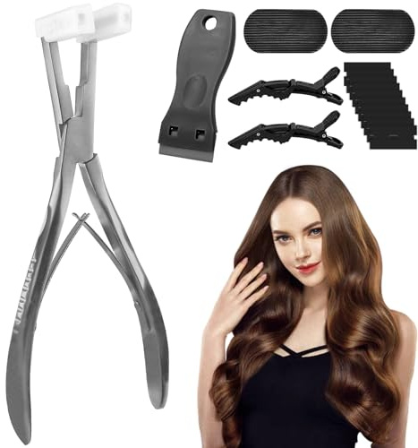 Tape in Haarverlängerungen Zange, Extensions Zange Echthaarverlängerungen Styling Tool, Edelstahl Professional Hair Extension Pliers für Salon professionelle Installation