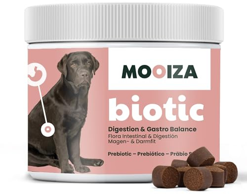 Prebióticos Natural para Perros y Gatos con Espirulina + Psyllium y Carbón Vegetal Activado - Apoyo Flora Intestinal - Suplemento Nutricional para Inmunidad Digestiva en Formato Galletas 300g | MOOIZA