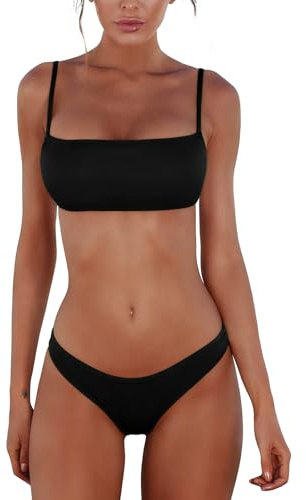 UMIPUBO Costume Donna Due Pezzi Bikini Perizoma Vita Bassa Sexy Brasiliana Abbronzante Tanga Triangolo Schiena Nuda con Coppe Mare Estivo Micro Costume da Bagno