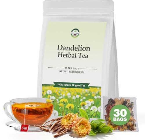 Dandelion Herbal Tea, Liver Detox Tea, Dandelion Tea, Liver Kidney Cleanse & Detox with Dandelion, Goji Berry, Burdock Root, Green Tea and Extra Herbal Ingredients, Kidney Tea, Chrysanthemum Tea, Dandelion Root Tea, Burdock Root Tea (30 Tea Bags(1 Pack), Dandelion Herbal Tea)