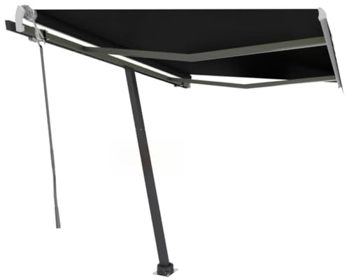 Standmarkise Manuell Einziehbar 300x250 cm, Anthrazit, UV- & Wasserbeständig, Aluminiumrahmen, für Terrasse, Balkon, Garten, Freiluft Sonnenschutz