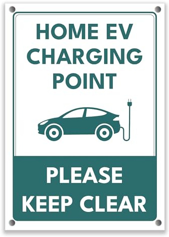 LP Lifestyle Home EV Charging Point Sign Weatherproof Please Keep Clear | Rust-Free Durable PVC Electric Vehicle Bay Marker Teal White No.528 (A5 (148mm x 210mm) – Holes)
