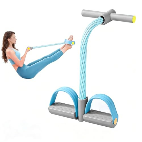 Ruayia Magtränare, pedal dragrep kropp, sit-up träningsutrustning bodybuilding expanderare, 6 rör gummi elastiskt dragrep, magtränare för hem, yoga, fitness