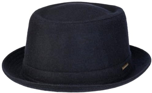 Stetson Wool Pork Pie Hut Herren Damen Made in Italy Fedora mit Schurwolle Baumwollfutter Krempe Herbst Winter