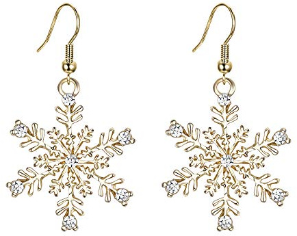 EVER FAITH Damen Österreichische Kristall Winter Party Schneeflocke Ohrhänger Ohrringe Klar Gold-Ton (Ohhänger)