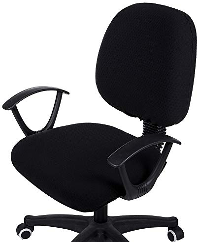 smiry Fundas para Silla de computadora de Oficina, Jacquard elástico | Fundas universales extraíbles y lavables, de jacquard elástico, para asiento y respaldo, color negro