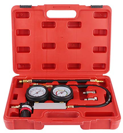 EBTOOLS pour cylinder leakage tester pour leak down tester Kit de testeur de compression de cylindre de moteur, testeur de fuite de cylindre Kit de détecteur de fuite de compression à double manomètr
