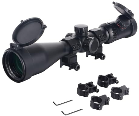 ToopMount Scope 4–24 x 50 mm rot/grünes Absehen Entfernungsmesser mit 11 mm Schwalbenschwanz 20 mm Weaver/Picatinny-Schienenmontageringen