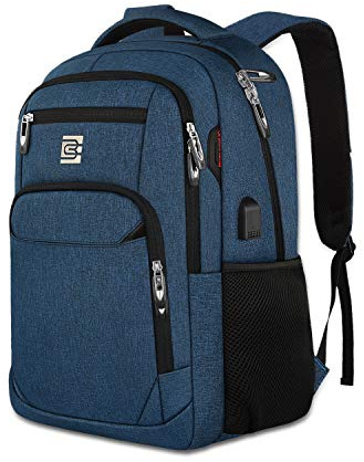 FANDARE antirrobo Mochila Mochila Escolar Ordenador portátil 15.6 Pulgadas con USB Bolsa de Negocios Mochila para Negocios Escolar Universidad Viajes Senderismo Camping daypacks, Azul A., Large,